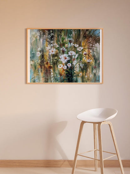 Abstract oil painting White flowers Anatoly Tarabanov