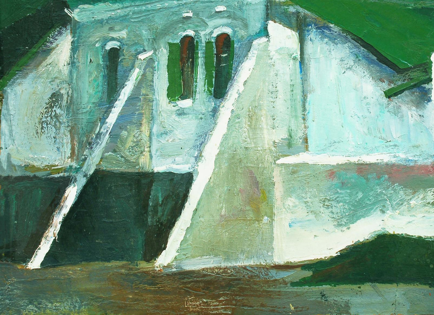 Oil painting Buttress House Egor Shvachunov