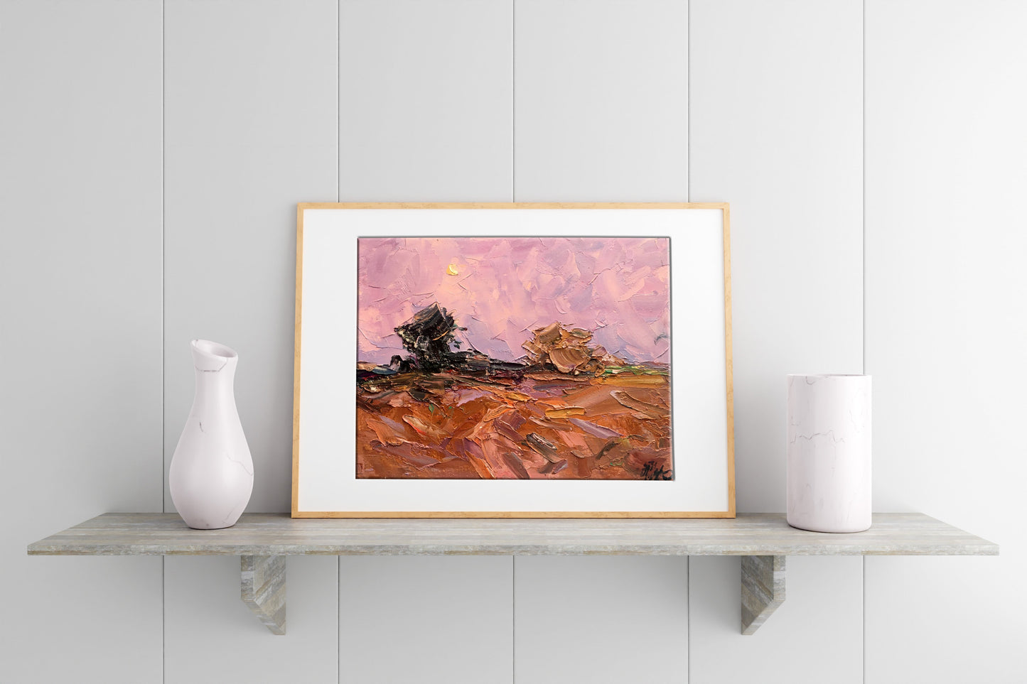 Oil painting Pink evening 