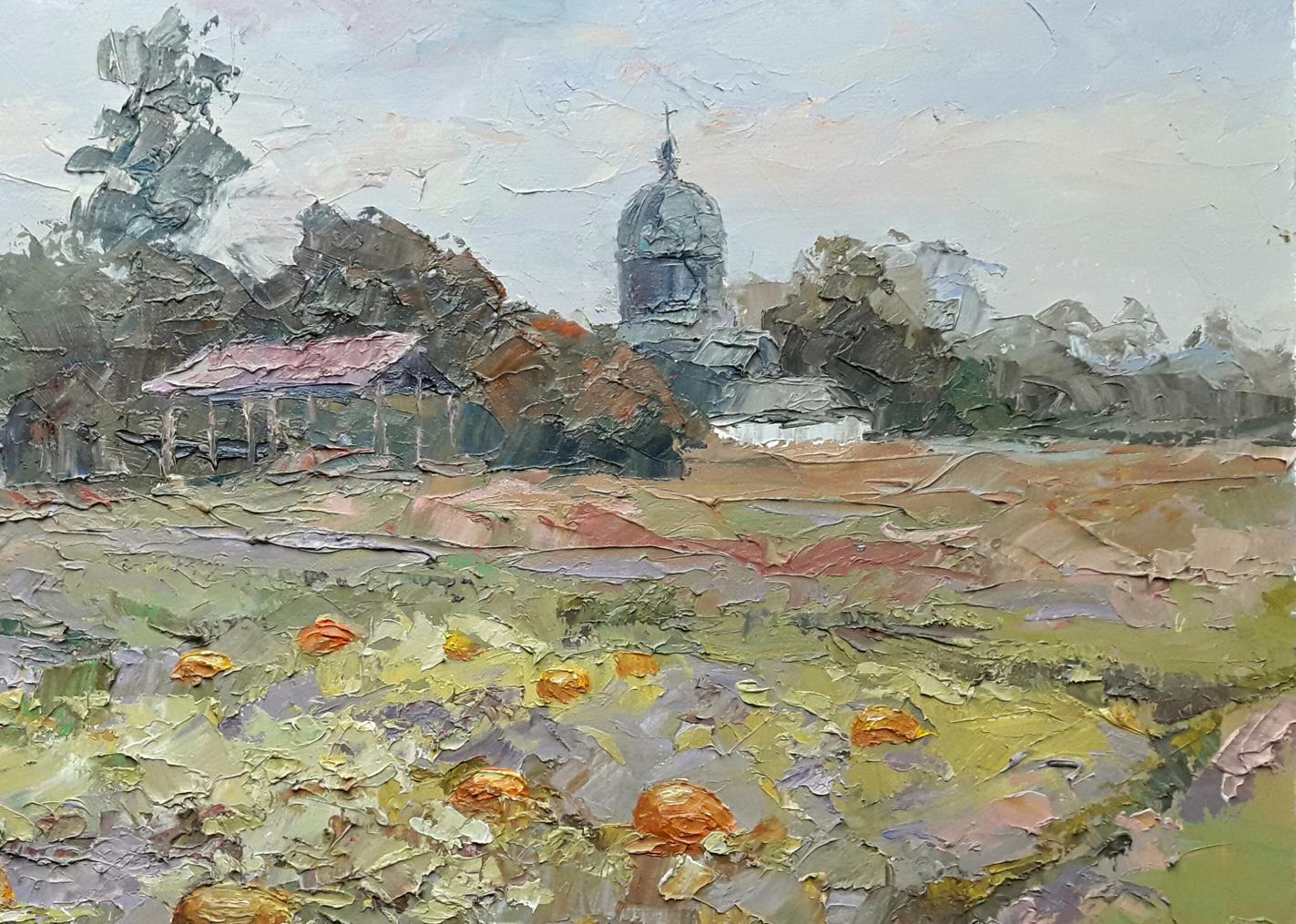 Oil painting Pumpkin in the garden Serdyuk Boris Petrovich