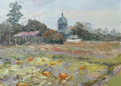 Oil painting Pumpkin in the garden Serdyuk Boris Petrovich