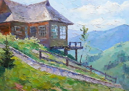 Oil painting Carpathian lodge Serdyuk Boris Petrovich