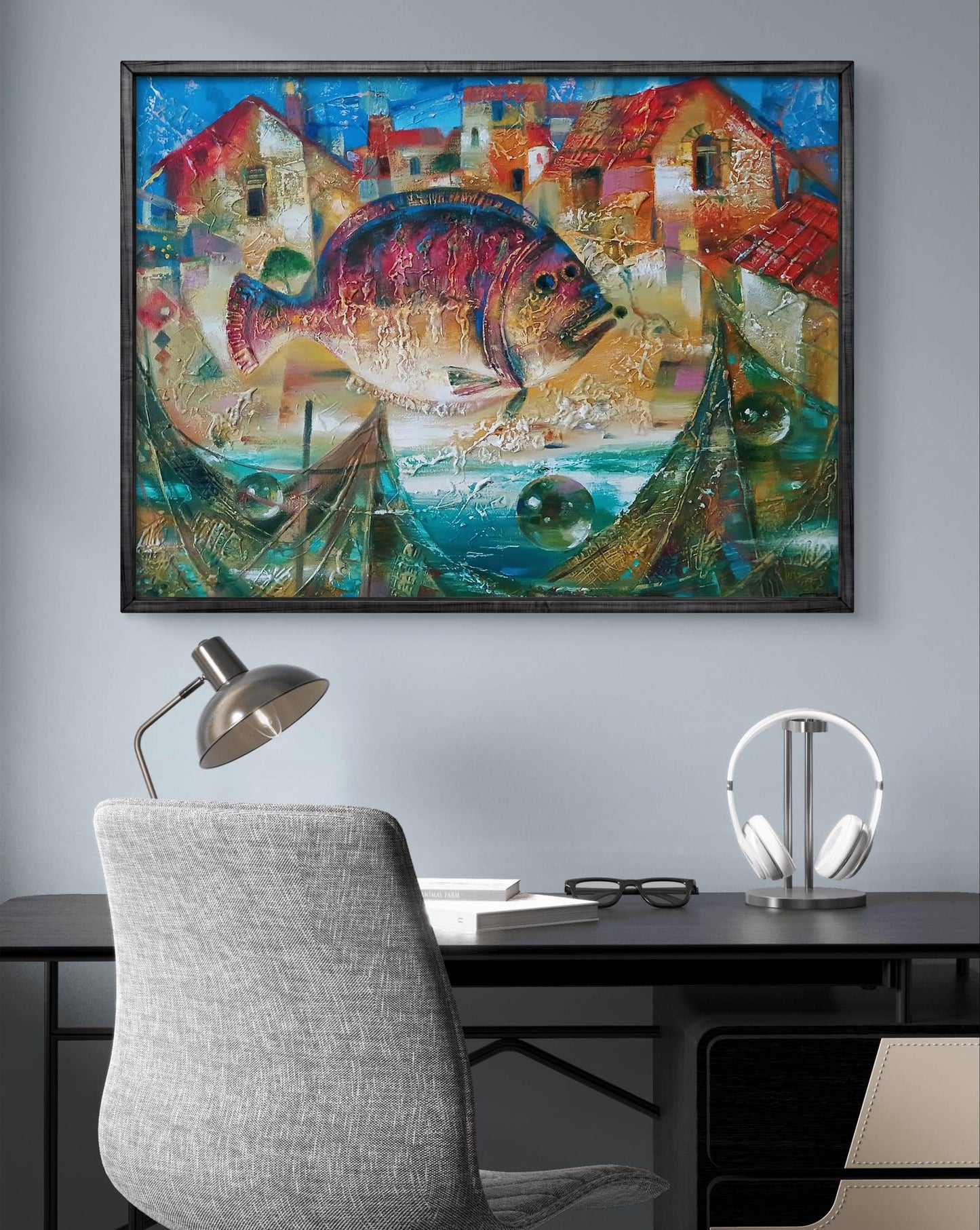 Abstract oil painting Big fish Anatoly Tarabanov