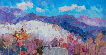 Oil Painting Mountain Nature Landscape 