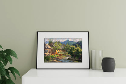 Oil painting Transcarpathian village Batrakov Vladimir Grigorievich