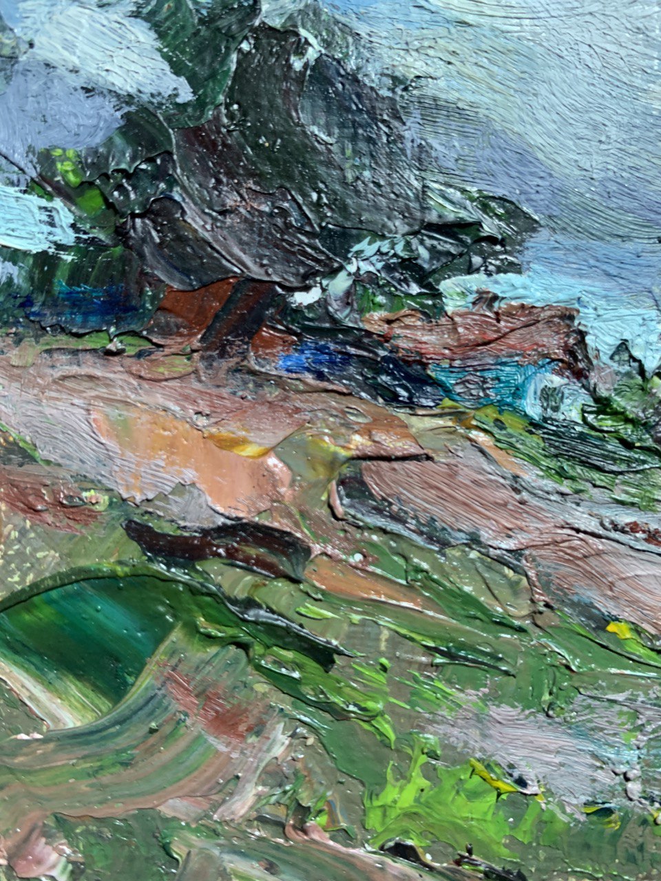 Oil Painting Village Nature Landscape 