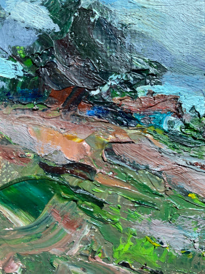 Oil Painting Village Nature Landscape 