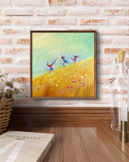 Oil painting Children's happiness Unknown artist