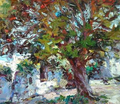 Oil painting old fortress 