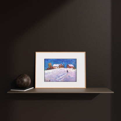 Oil Painting Nature Landscape Village 