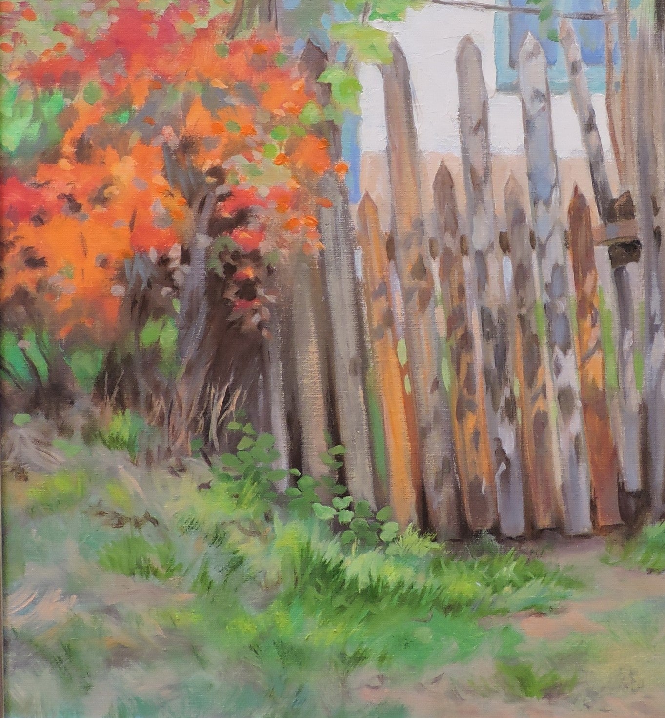 Oil painting Summer Village yard Osnach Olesia