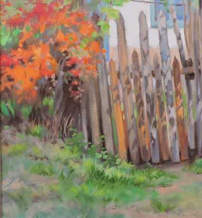 Oil painting Summer Village yard Osnach Olesia