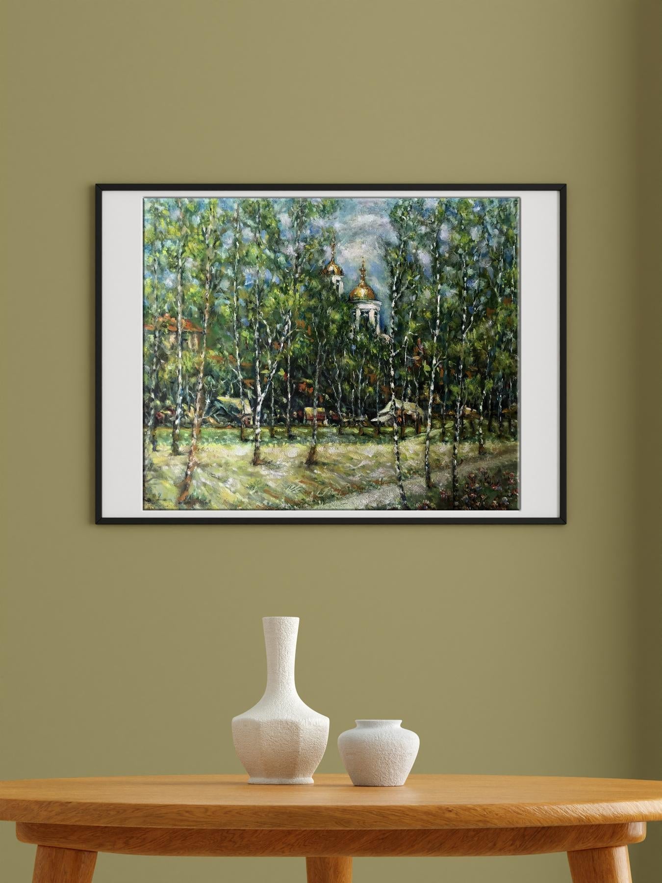 The oil painting by Shapoval Ivan Leontyevich showcases the graceful Sumy birches