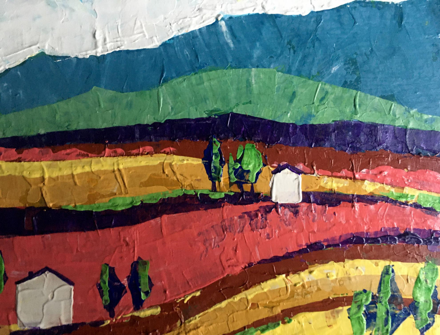 Oil painting Colorful fields on a sunny day V. Zadorozhnya
