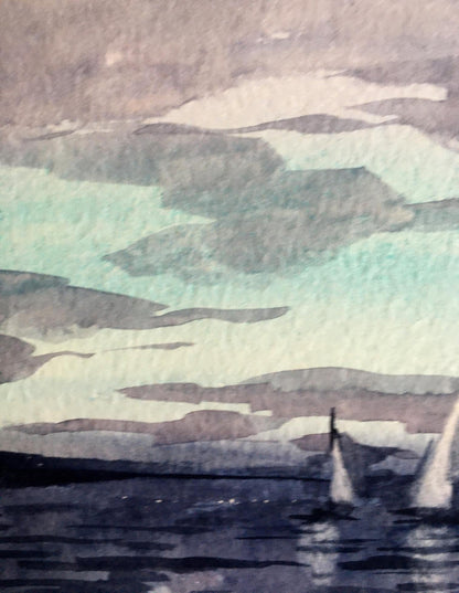 Watercolor painting The sea is in storm Svetlana Gramm