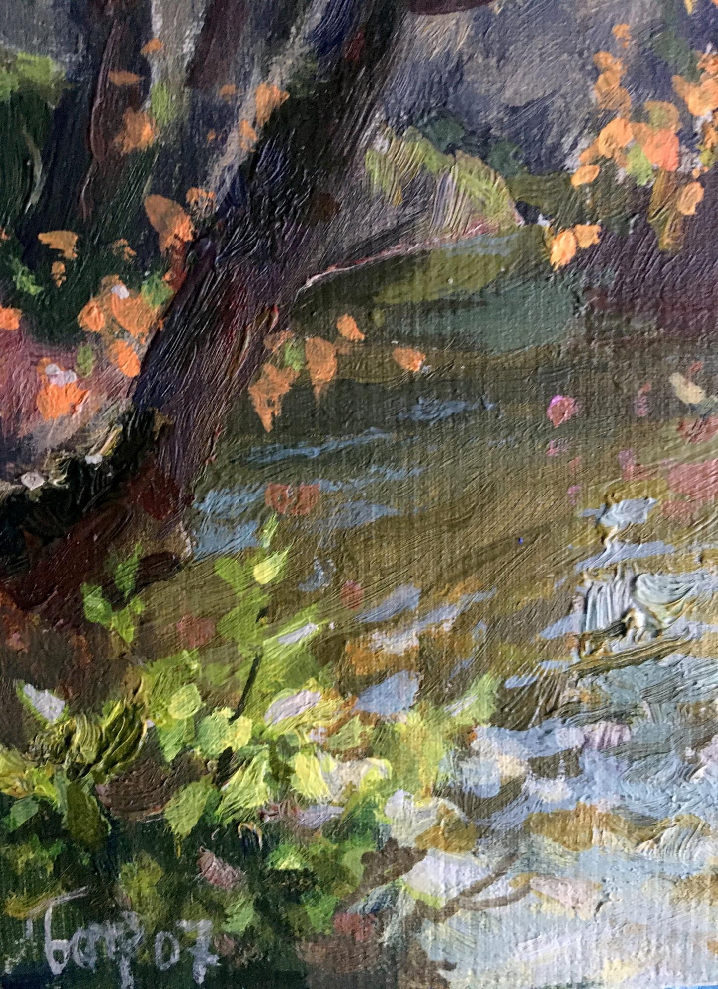 Vladimir Batrakov's Oil Painting Depicting Autumnal Waters in the Forest