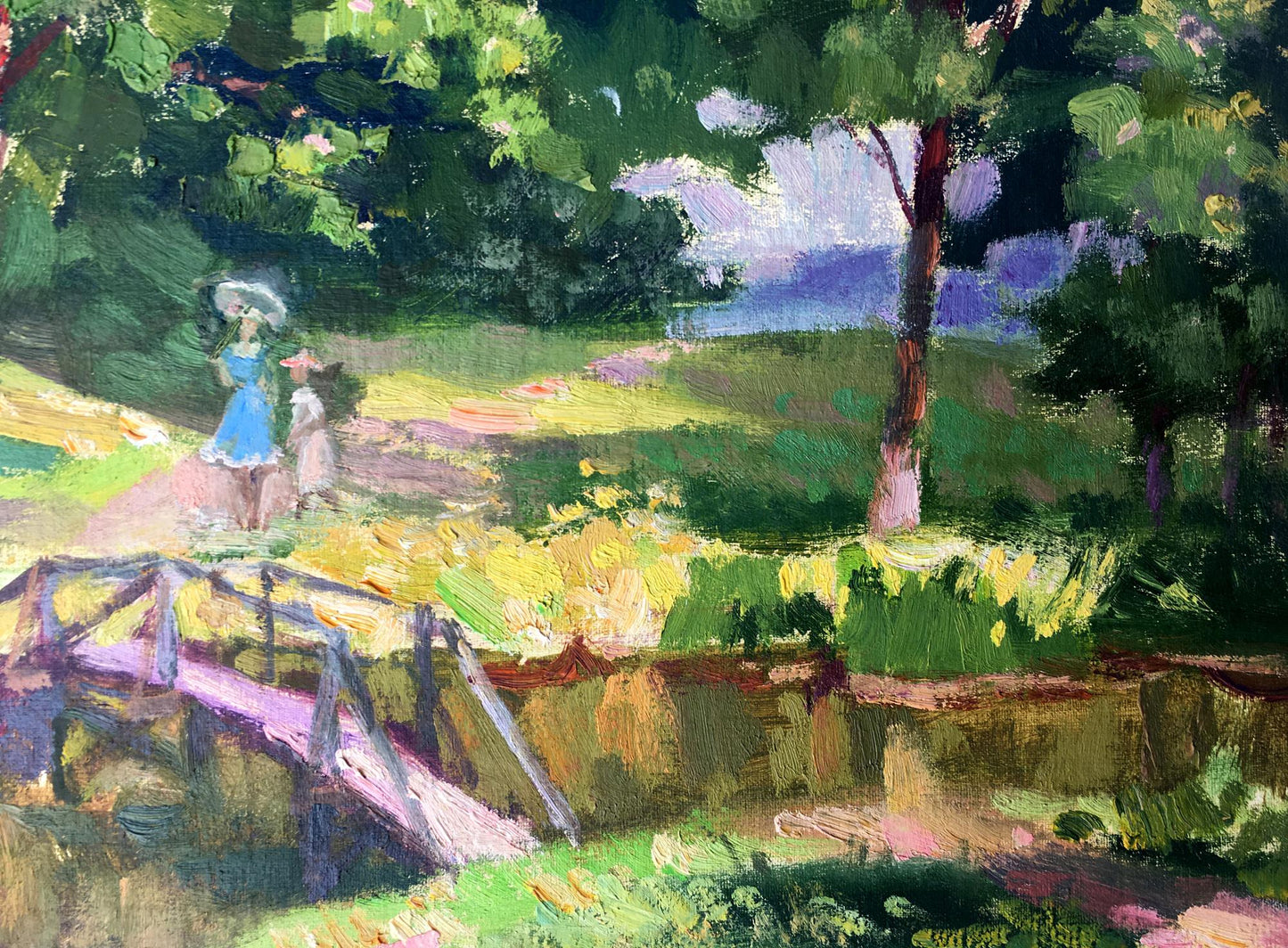 Oil painting An evening walk Batrakov Vladimir Grigorievich