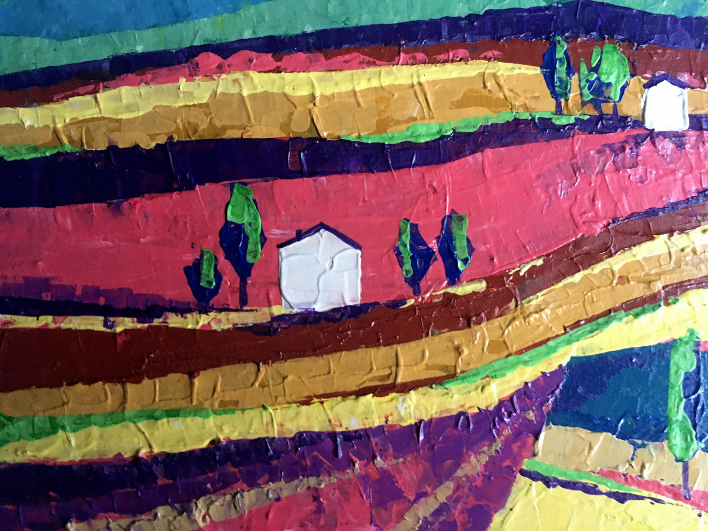 Oil painting Colorful fields on a sunny day V. Zadorozhnya