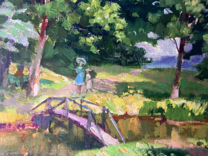 Oil painting An evening walk Batrakov Vladimir Grigorievich