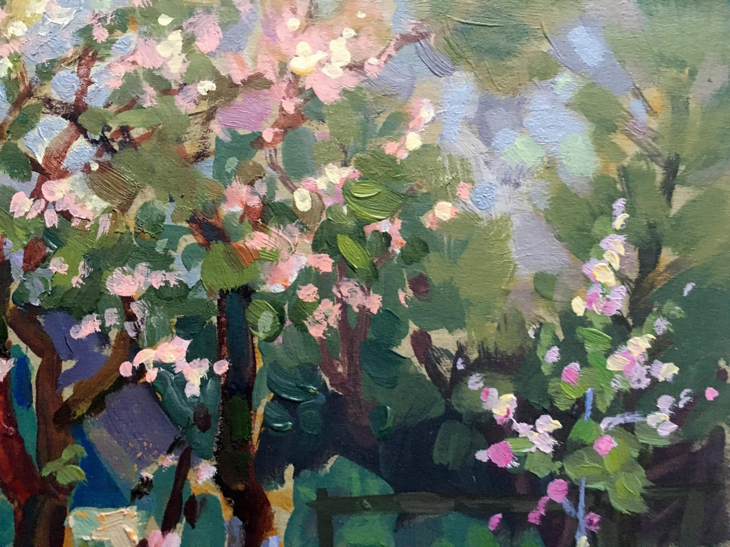 Oil painting Apple trees have blossomed Batrakov Vladimir Grigorievich