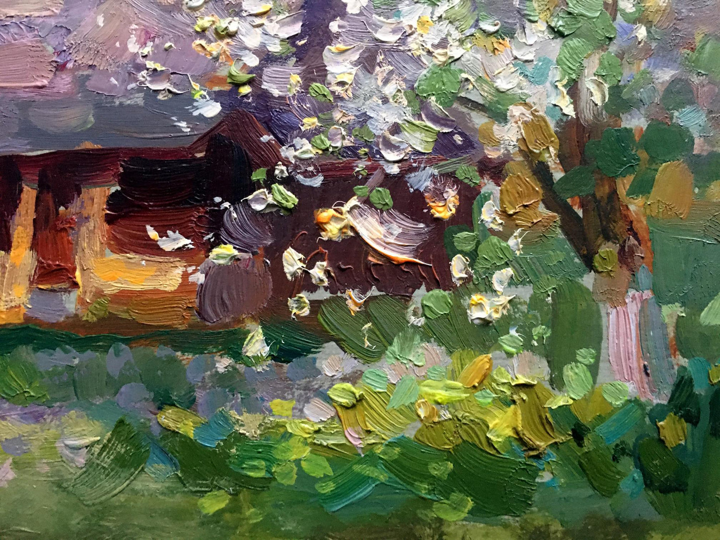 Oil painting Apple trees bloom Batrakov Vladimir Grigorievich