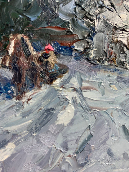 Oil painting Winter countryside 