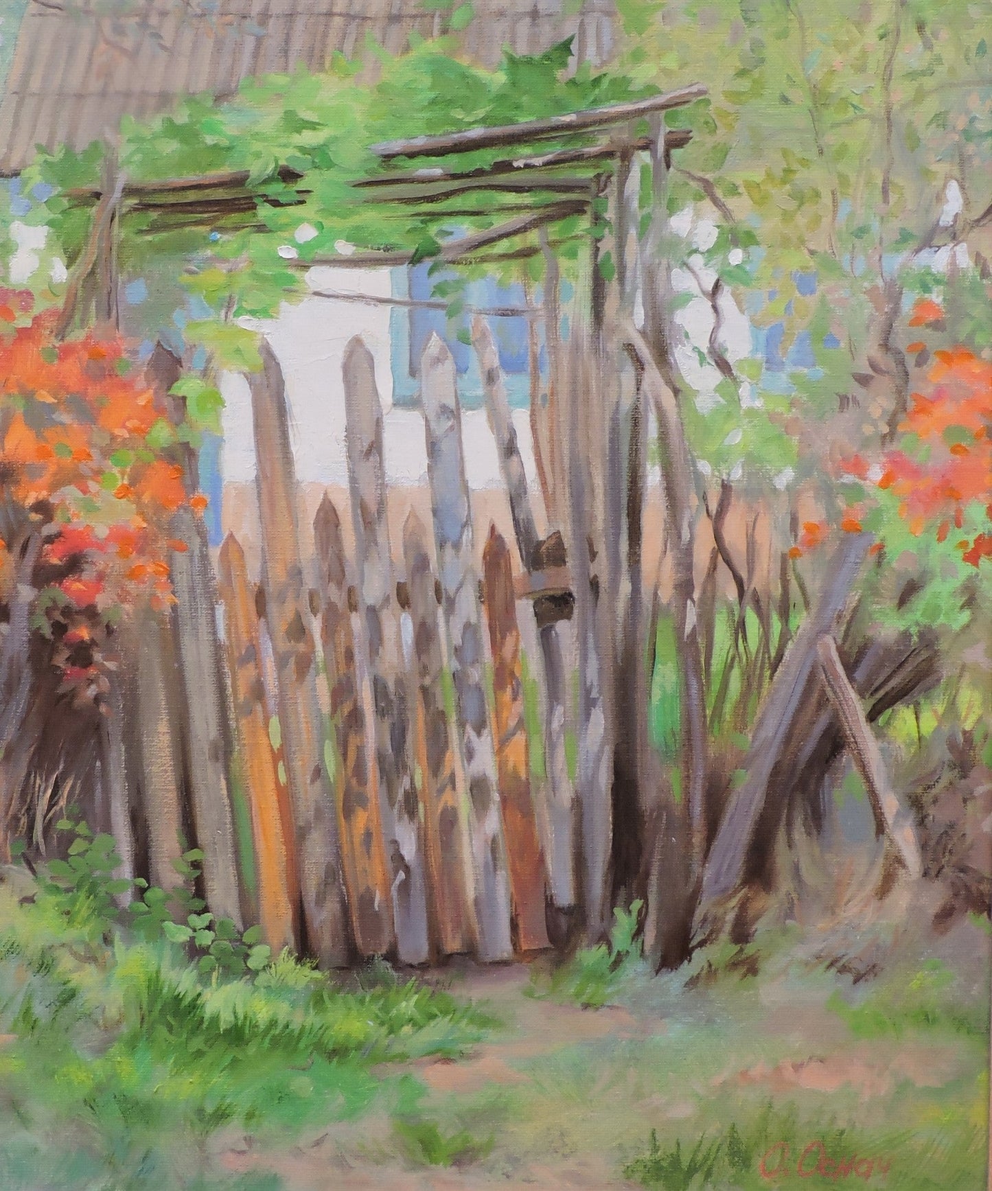 Oil painting Summer Country house Osnach Olesia