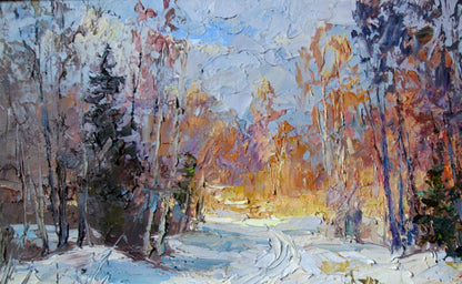 Oil painting Last rays of sun in winter Boris Serdyuk