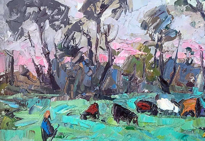 Oil painting Morning in the meadows Ivanyuk Alex