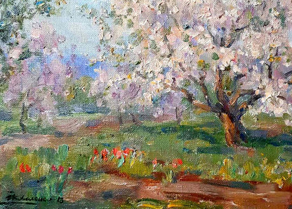 Oil Painting Spring Flowers Nature Landscape 