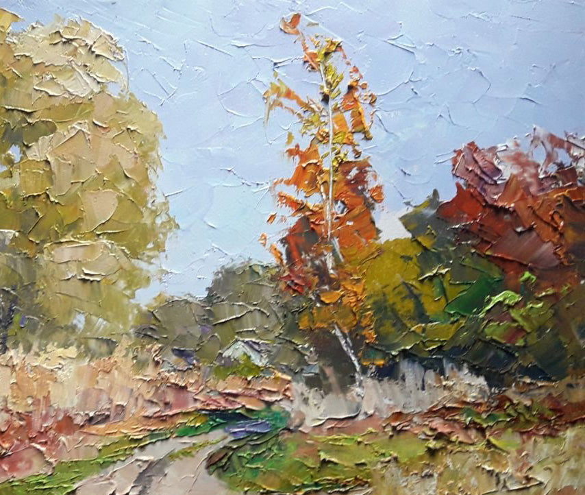 Oil painting The road to the village Serdyuk Boris Petrovich