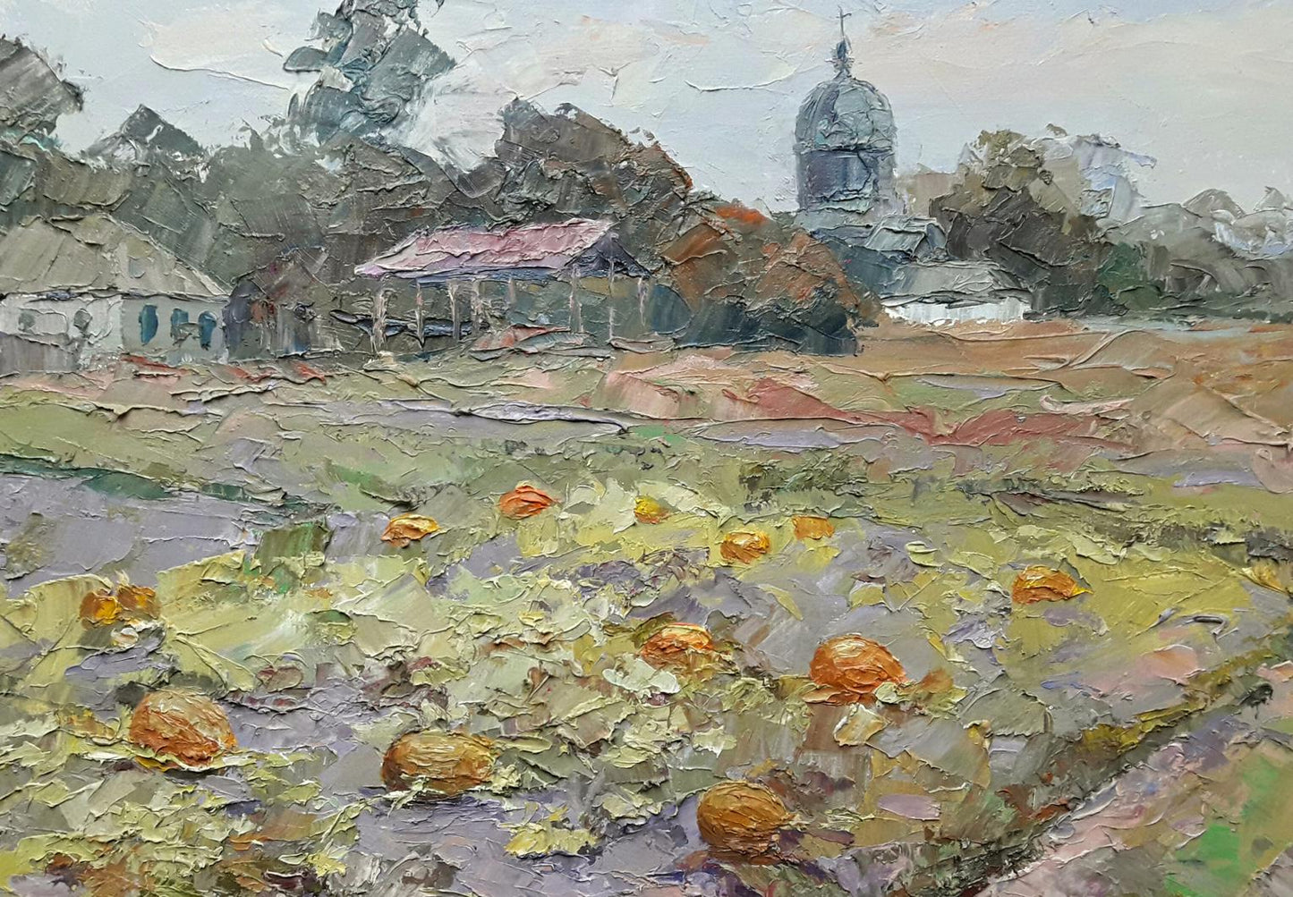 Oil painting Pumpkin in the garden Serdyuk Boris Petrovich