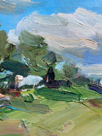 Oil Painting Spring Village landscape 