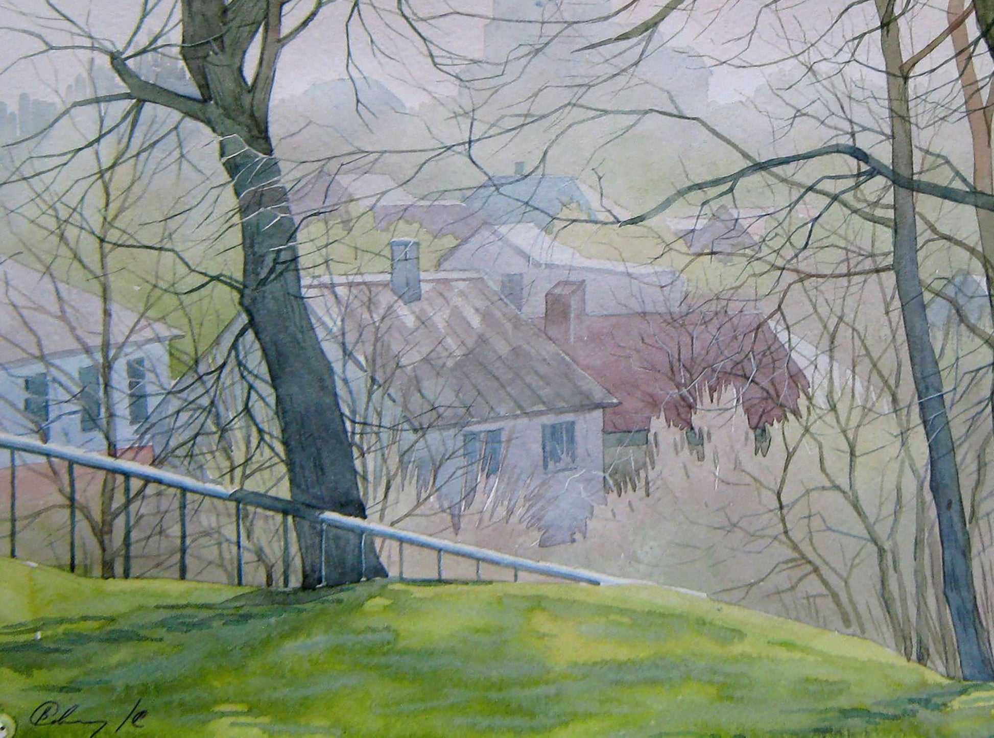 Watercolor painting Urban landscape  