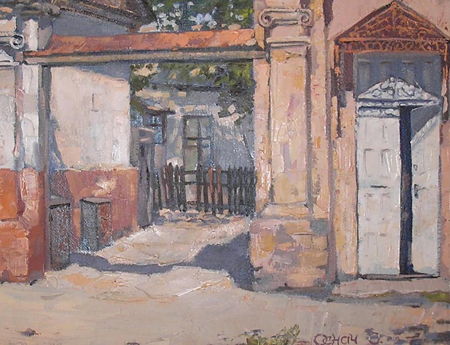 Oil painting Old town street Osnach Olesia