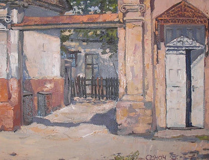 Oil painting Old town street Osnach Olesia