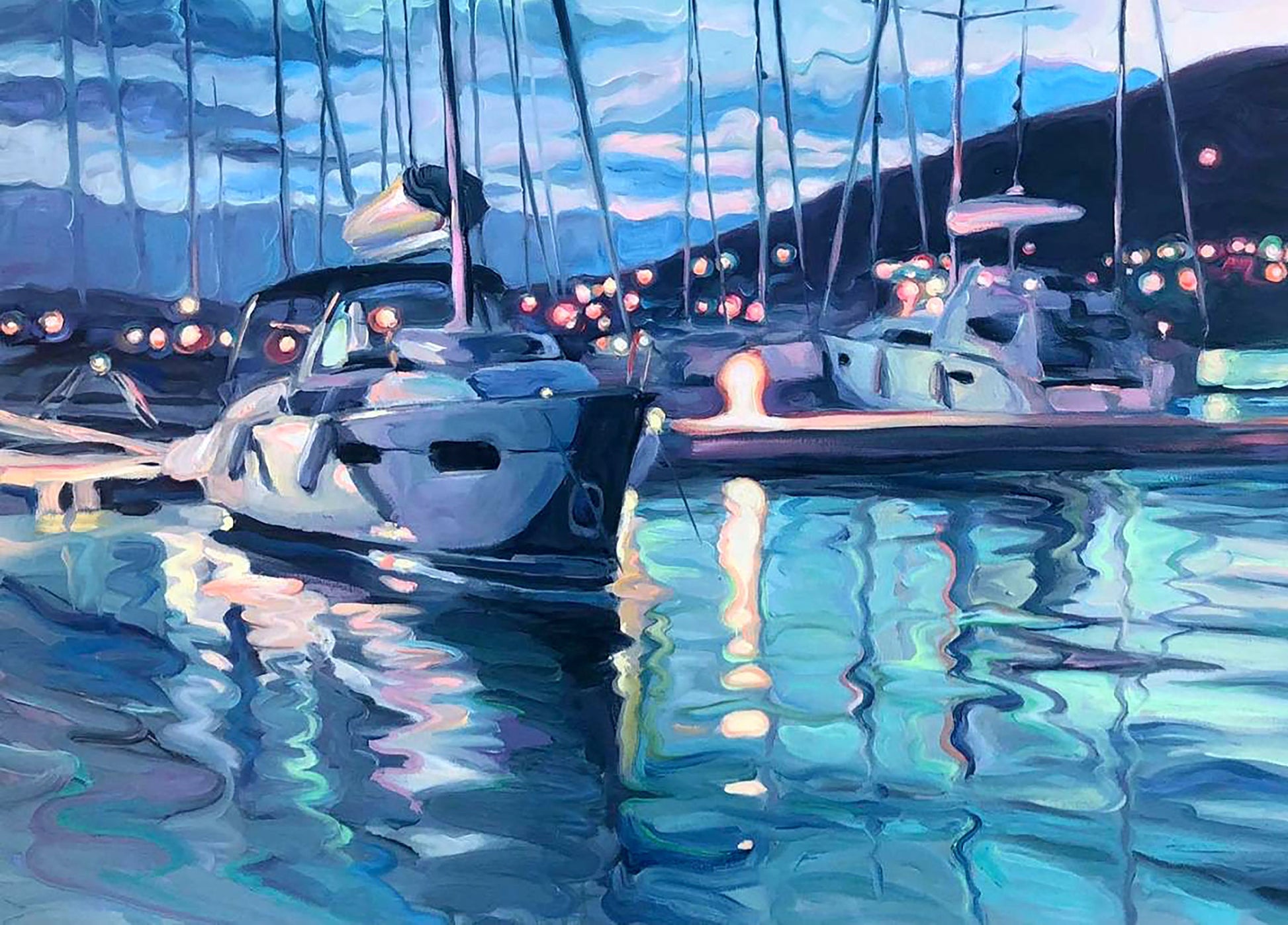 Oil painting Evening Seascape Osnach Olesia
