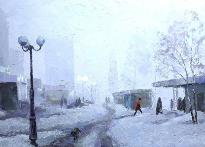 Oil painting showcasing fog by Boris Petrovich Serdyuk