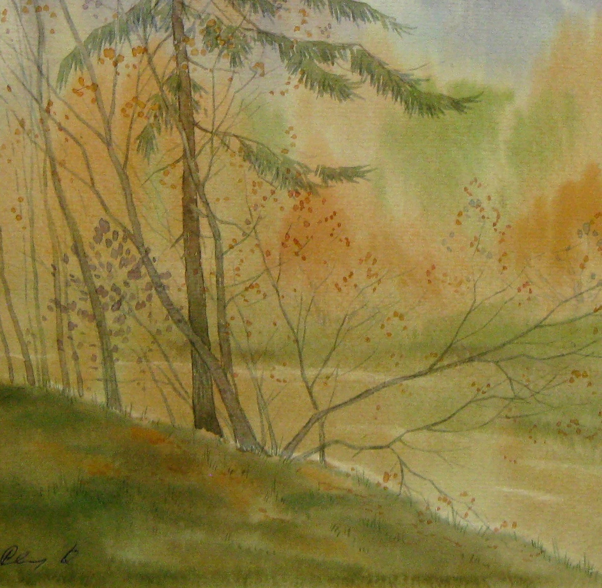 Watercolor artwork of Forest in October by Valery Savenets