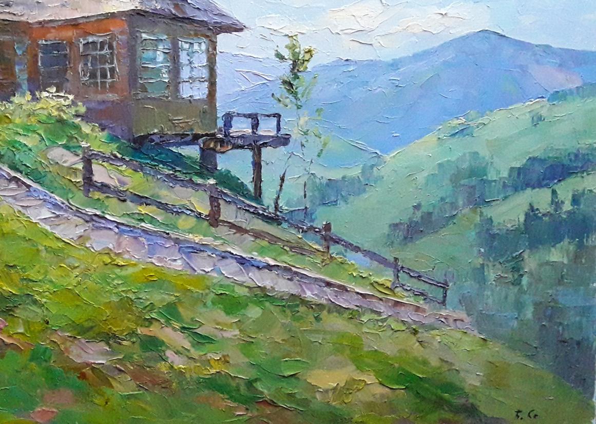 Oil painting Carpathian lodge Serdyuk Boris Petrovich