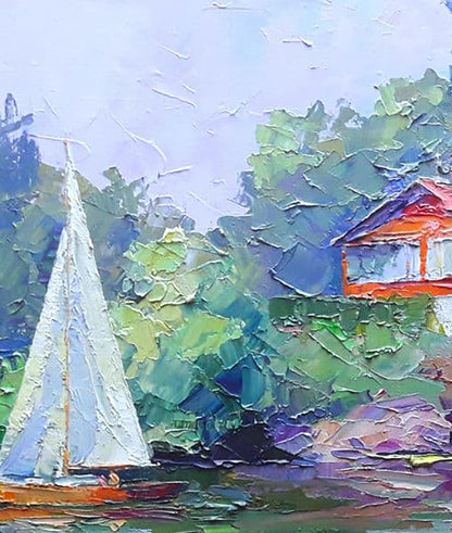 Oil painting White sailboat Serdyuk Boris Petrovich