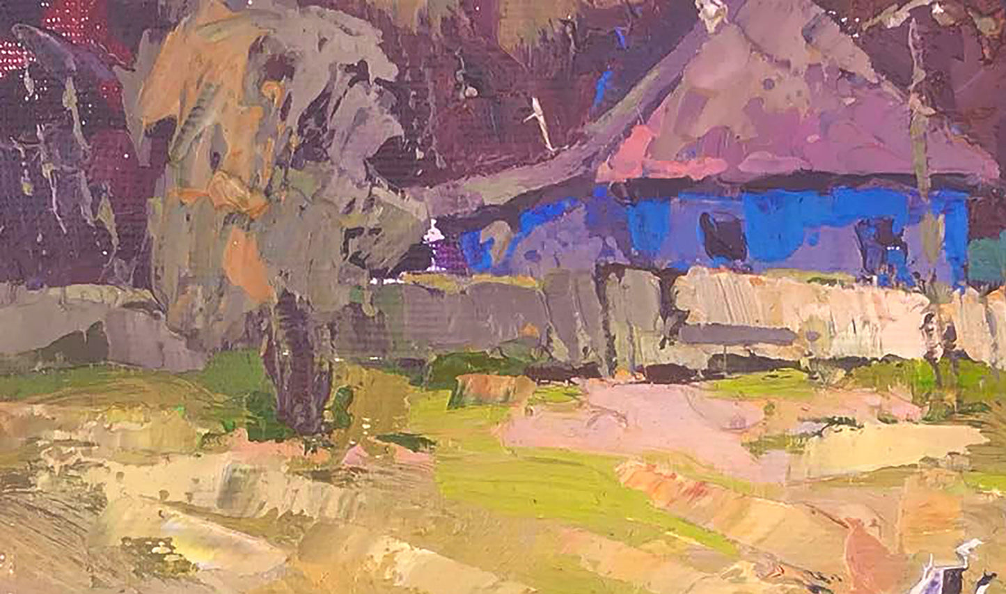 Oil Painting Nature Landscape Village landscape Art 