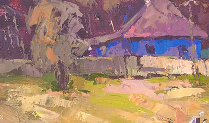 Oil Painting Nature Landscape Village landscape Art 