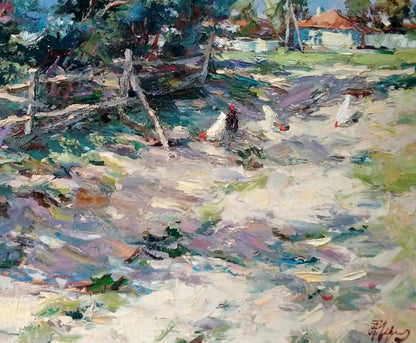 Oil Painting Country house, rural life