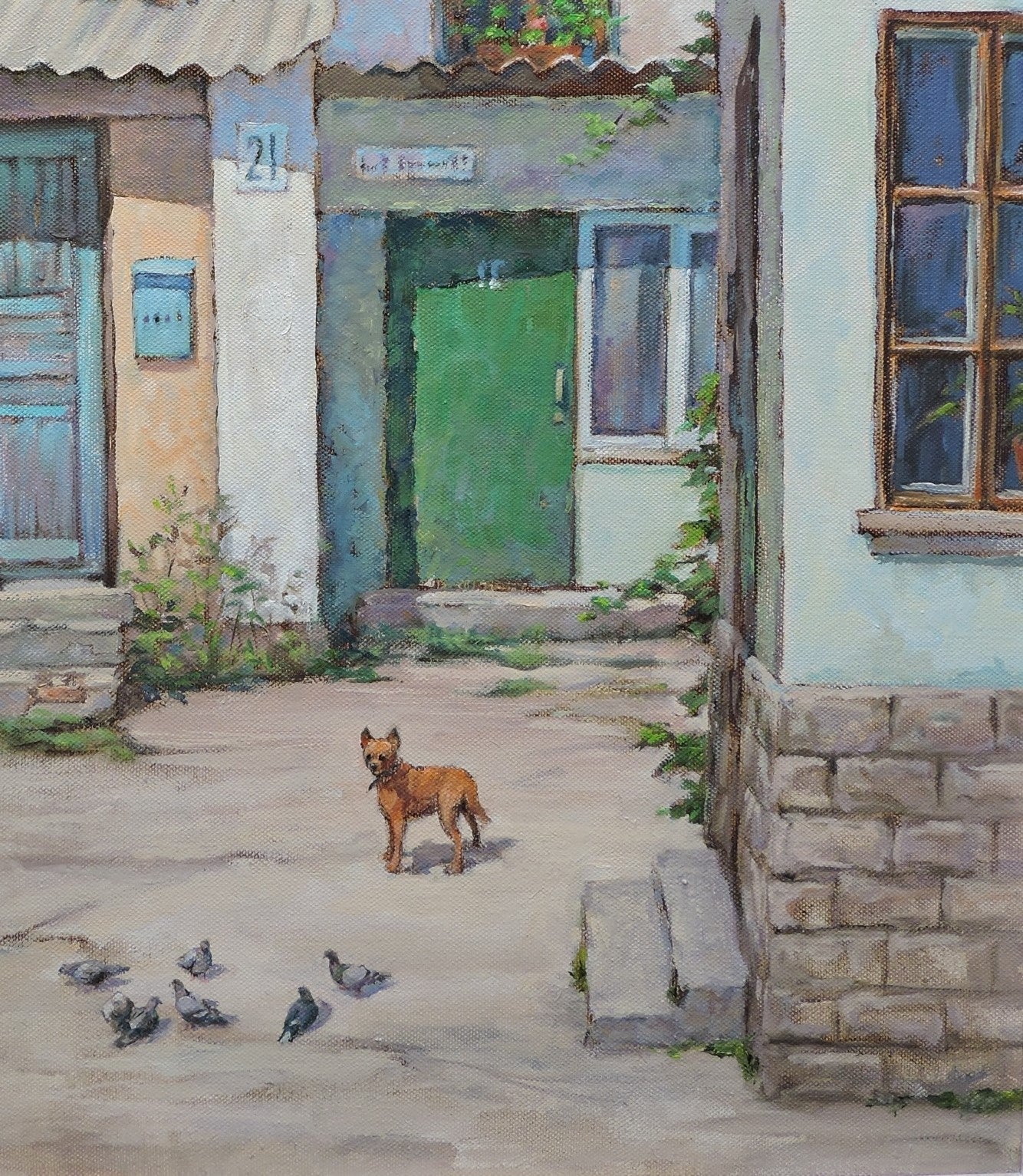 Oil painting Summer Cityscape Osnach Olesia