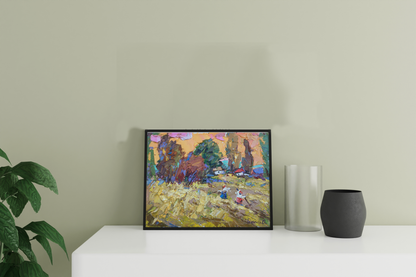 Oil painting Summer day on the field