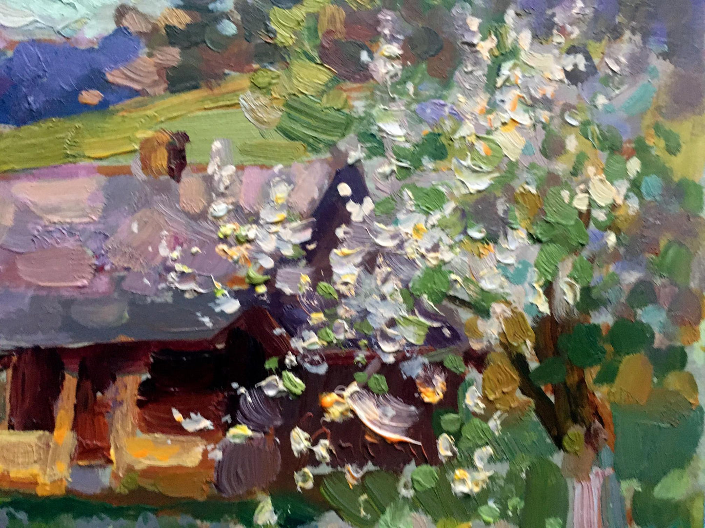 Oil painting Apple trees bloom Batrakov Vladimir Grigorievich