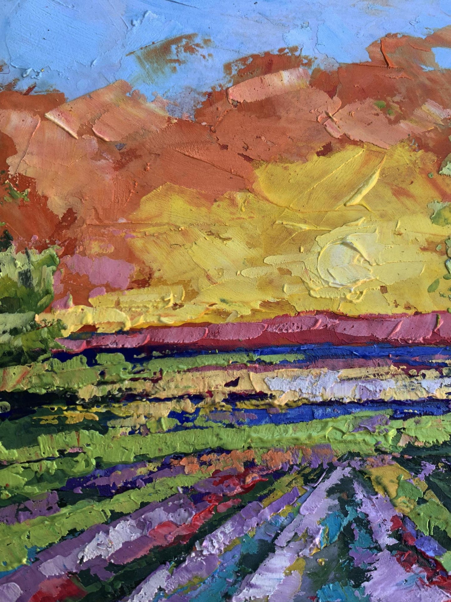 Oil painting Sunset in the field V. Zadorozhnya