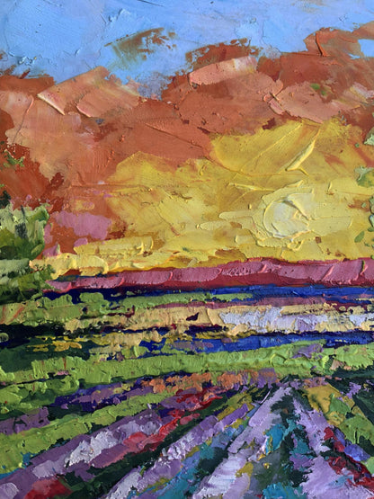 Oil painting Sunset in the field V. Zadorozhnya
