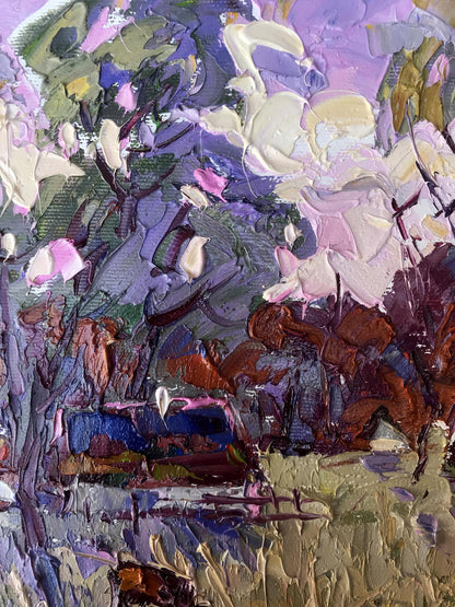 Oil Painting Village Nature Landscape 